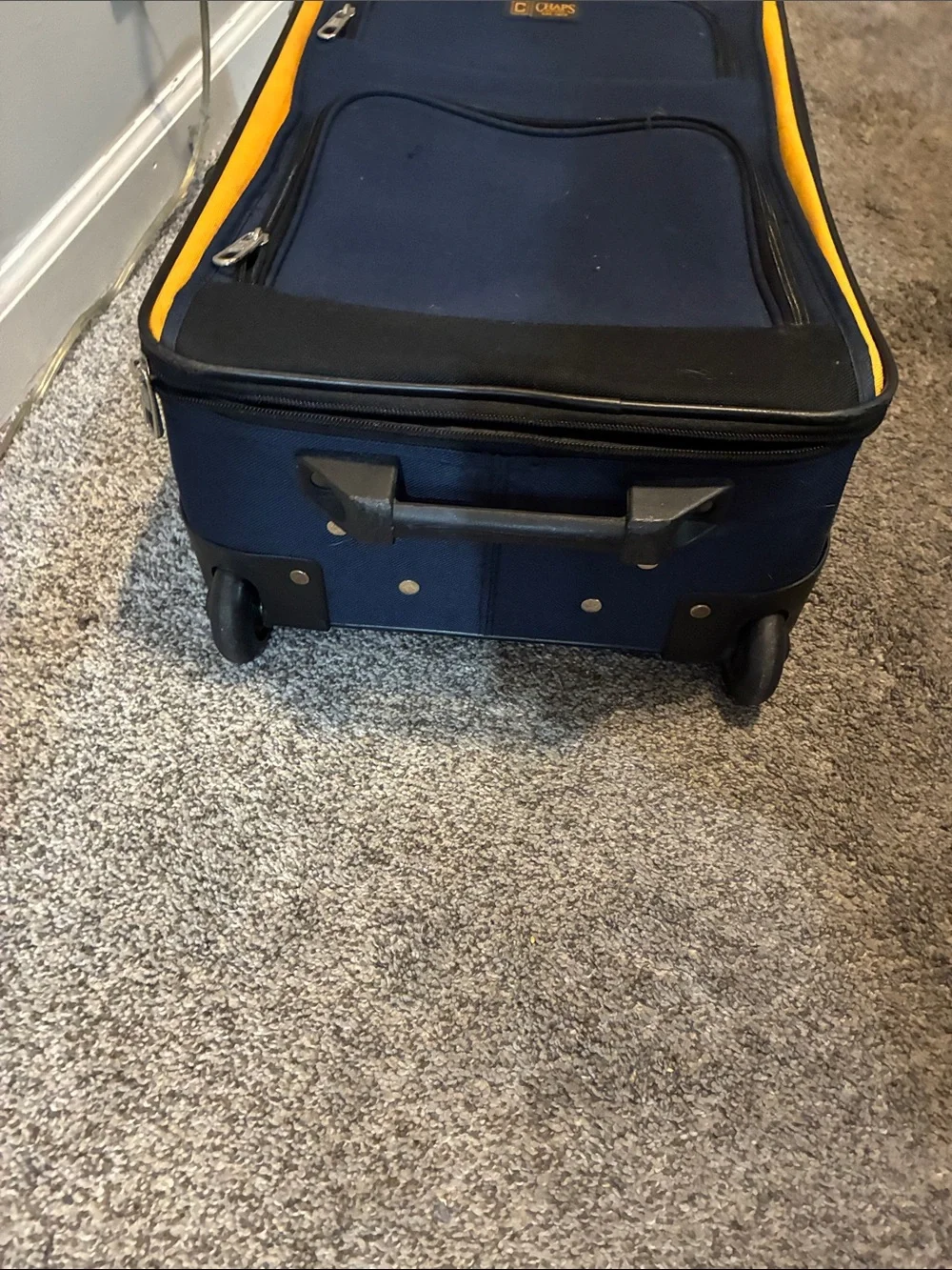 Vintage Chaps Navy and Yellow Upright Travel Carry-On Bag
